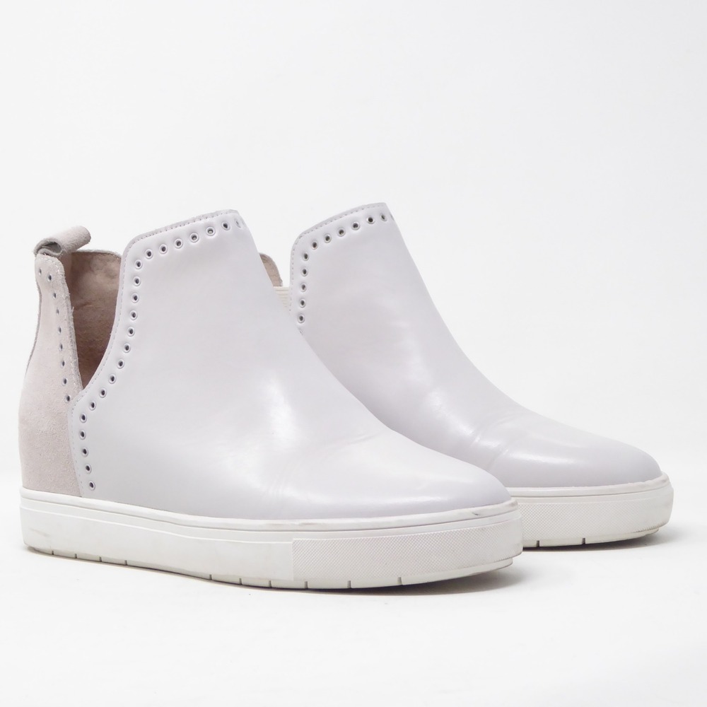 CHELSEA & VIOLET Womens Milo Leather Suede Wedge Ankle Booties Light Gray 7M